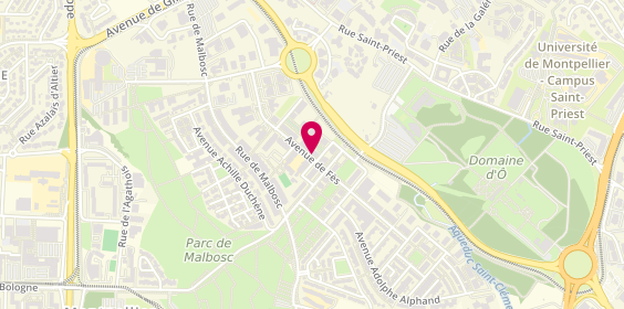 Plan de EHPAD Malbosc, 345 avenue de Fes, 34090 Montpellier