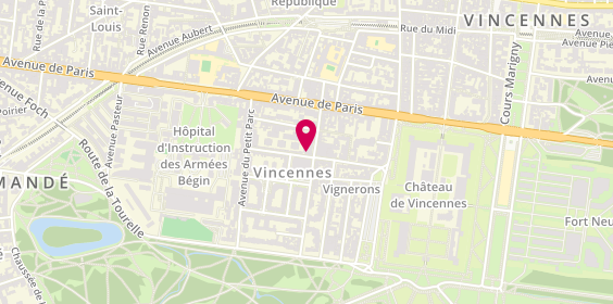 Plan de Domusvi Domicile Vincennes, 2 Bis Rue du Maréchal Maunoury, 94300 Vincennes