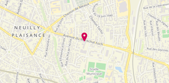 Plan de Korian Lauriers de Plaisance, 104 avenue du Maréchal Foch, 93360 Neuilly-Plaisance